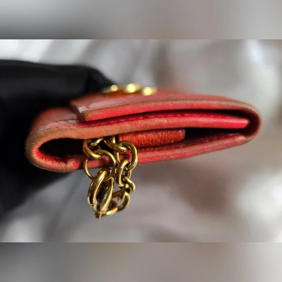 BVLGARI Orange Leather Wallet with Gold Emblem - Picture 4 of 11